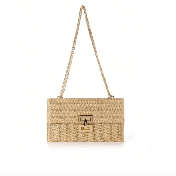 Twit Lock Flap Straw Shoulder Bag Medium - Picture 4 of 6